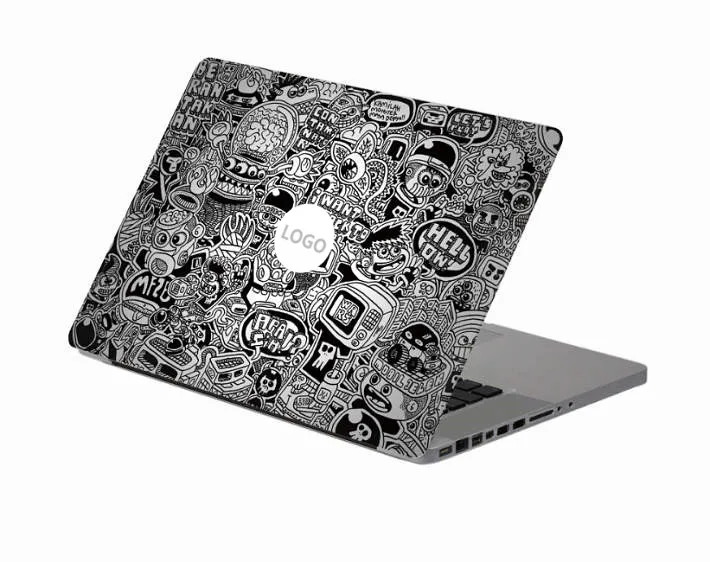 Черная коллекция мультяшных наклеек для ноутбука, наклейка для MacBook Air Pro retina 1" 13" 1", виниловый чехол Mac, полное покрытие