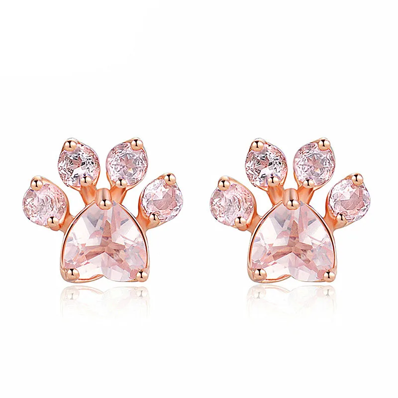 Женские серьги гвоздики в виде кошачьих лап розовое золото|cat paw earrings|stud earringsearrings