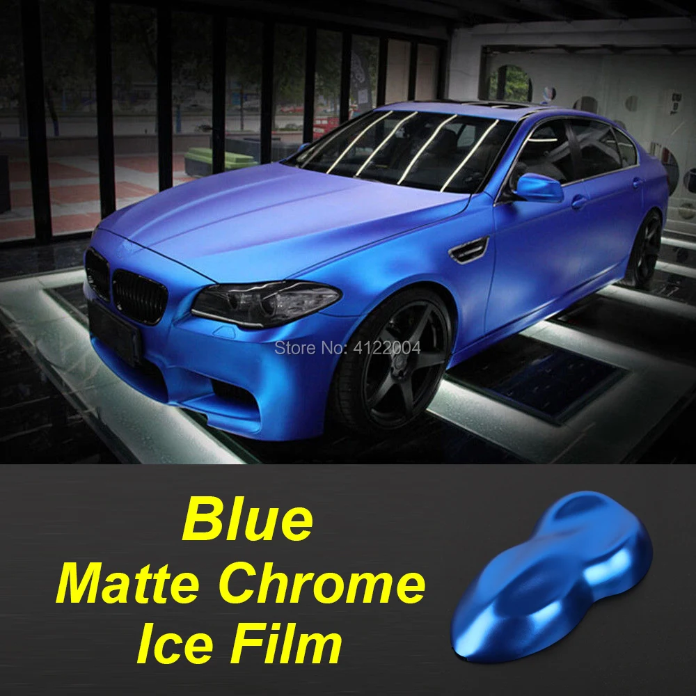 

10/20/30/50cm BM Blue Car styling Plating Matte Ice Vinyl Film Sticker Car Body Wrapping Sheet Motorcycle Automobiles