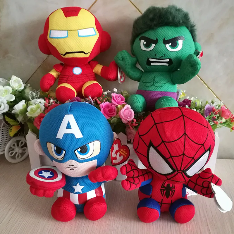 DC Marvel плюшевые игрушки мстители супергерой плюшевые куклы Капитан Америка, Железный человек Человек-паук Халк плюшевые мягкие игрушки Человек-паук
