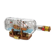 Creator Pirates Ship in a Bottle Building Block Bricks Toys Kids Gifts Compatible with Interactive Toys For children lepin 16051 creative ideas pirates of caribbean ship in a bottle building block bricks kids toys clone legoings 21313 lepin toys
