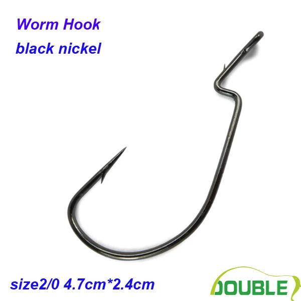 Size 2/0*100pcs bulk fishing hooks worm fishing hook black nickel