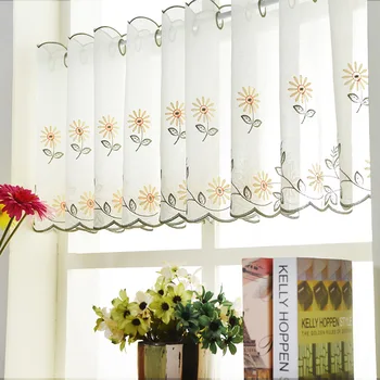 

Newest 2017 Beautiful Daisy Rose Fresh Shadows Korean Pastoral Coffee Curtain Short Curtain Curtain Wall Curtain for decoration