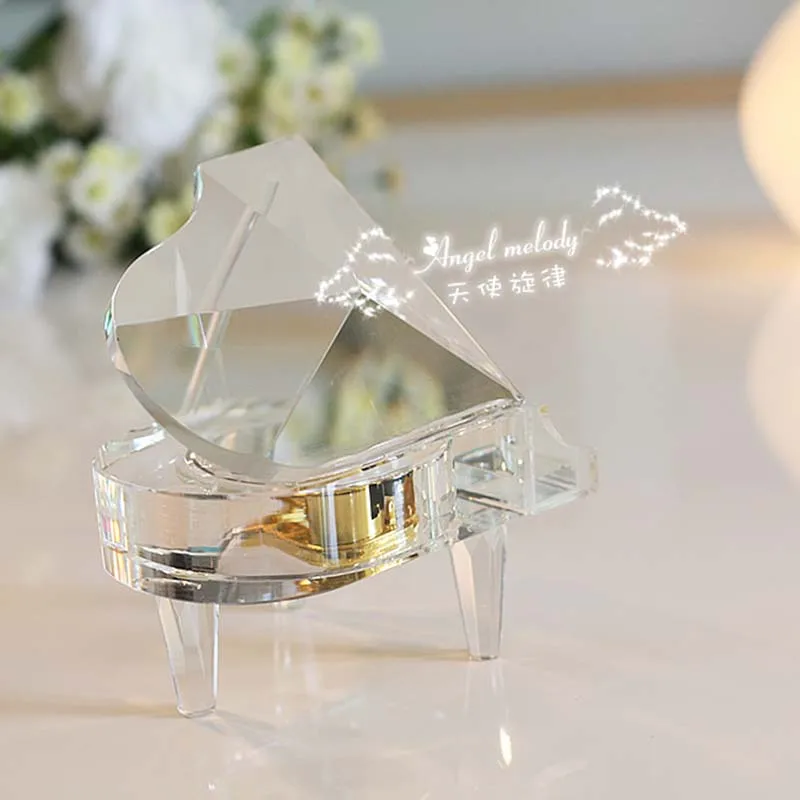 

Piano music box artificial crystal polishing and casting technology music box pastoral crystal music box gift 3