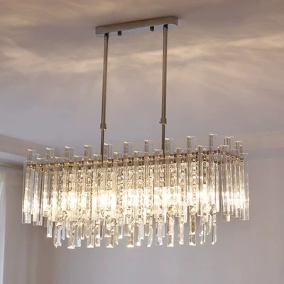 

Modern Crystal Chandelier For Dining Room Rectangle Home Decoration LED Lighting Crystal Chandeliers Manggic illumination