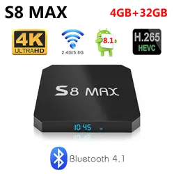 S8 MAX умный ТВ Box Android 8,1 RK3328 4 ГБ Оперативная память 32 ГБ USB ROM 3,0 2,4 г и 5 г WI-FI Bluetooth 4,1 Media Player H.265 4 K HD Декодер каналов кабельного телевидения