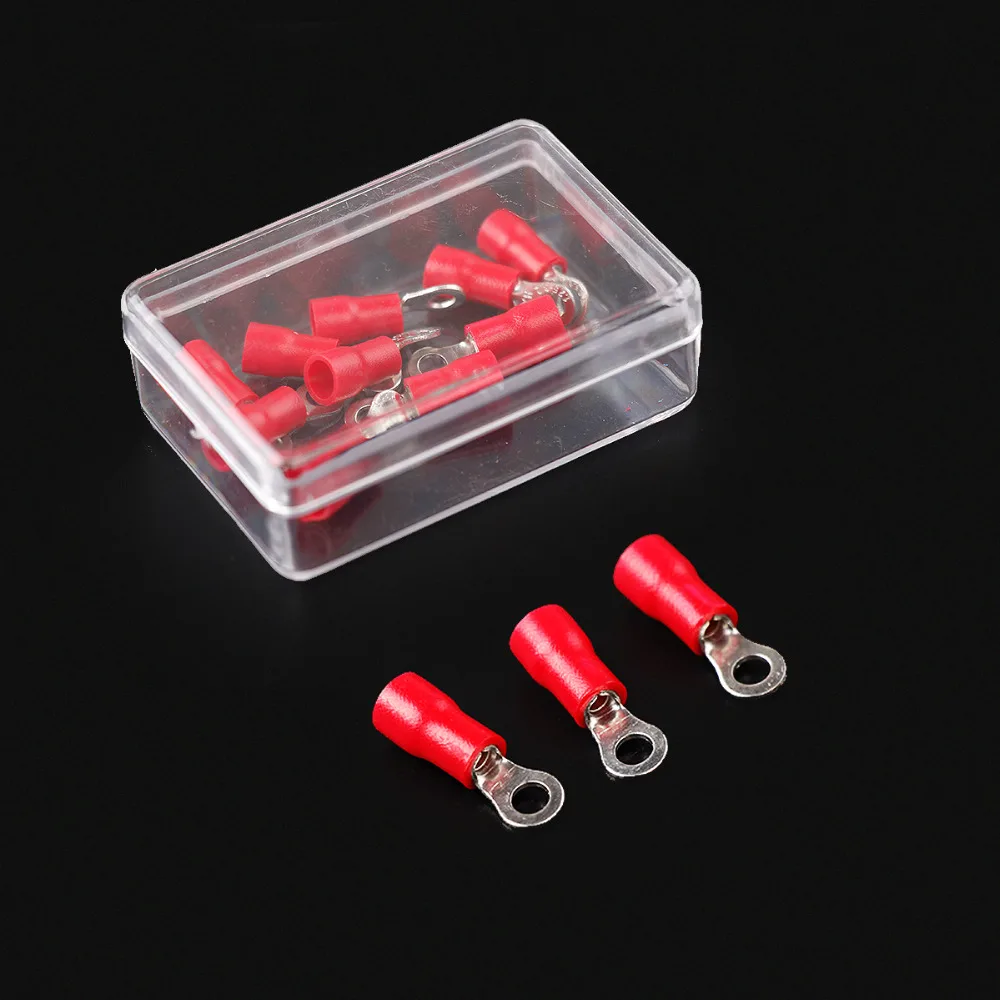 25pcs 1.25 3mm Red 22 18 Ga AWG Gauge Car Electrical Power Wire Ring Eye Connectors Crimp Cold