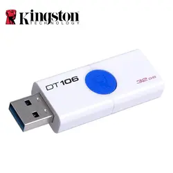Kingston USB флеш-накопитель DT106 Флешка USB 3,1 16 ГБ 32 ГБ U Диск флеш-накопитель USB 16 ГБ 32 ГБ 64 ГБ 128 ГБ флеш-память Memoria DT106