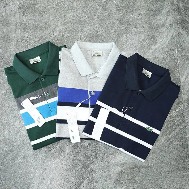 LACOSTE LEGEND Running Shirt Men Triped T-Shirts Slim Short Sleeve Comfort Homme Cotton Outdoor Clothing 3color LACOSTE LEGEND Running Shirt Men Triped T-Shirts Slim Short Sleeve Comfort Homme Cotton Outdoor Clothing 3color