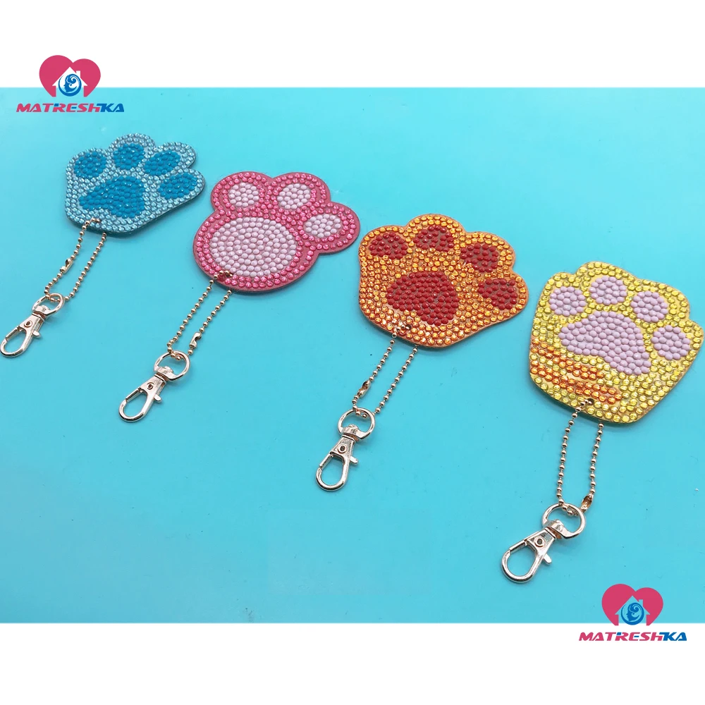 

DIY Crystal pattern Diamond Embroidery 5D Diamond Painting Key Chain Footprint Special Diamond Sticker Double Sided diy Decor