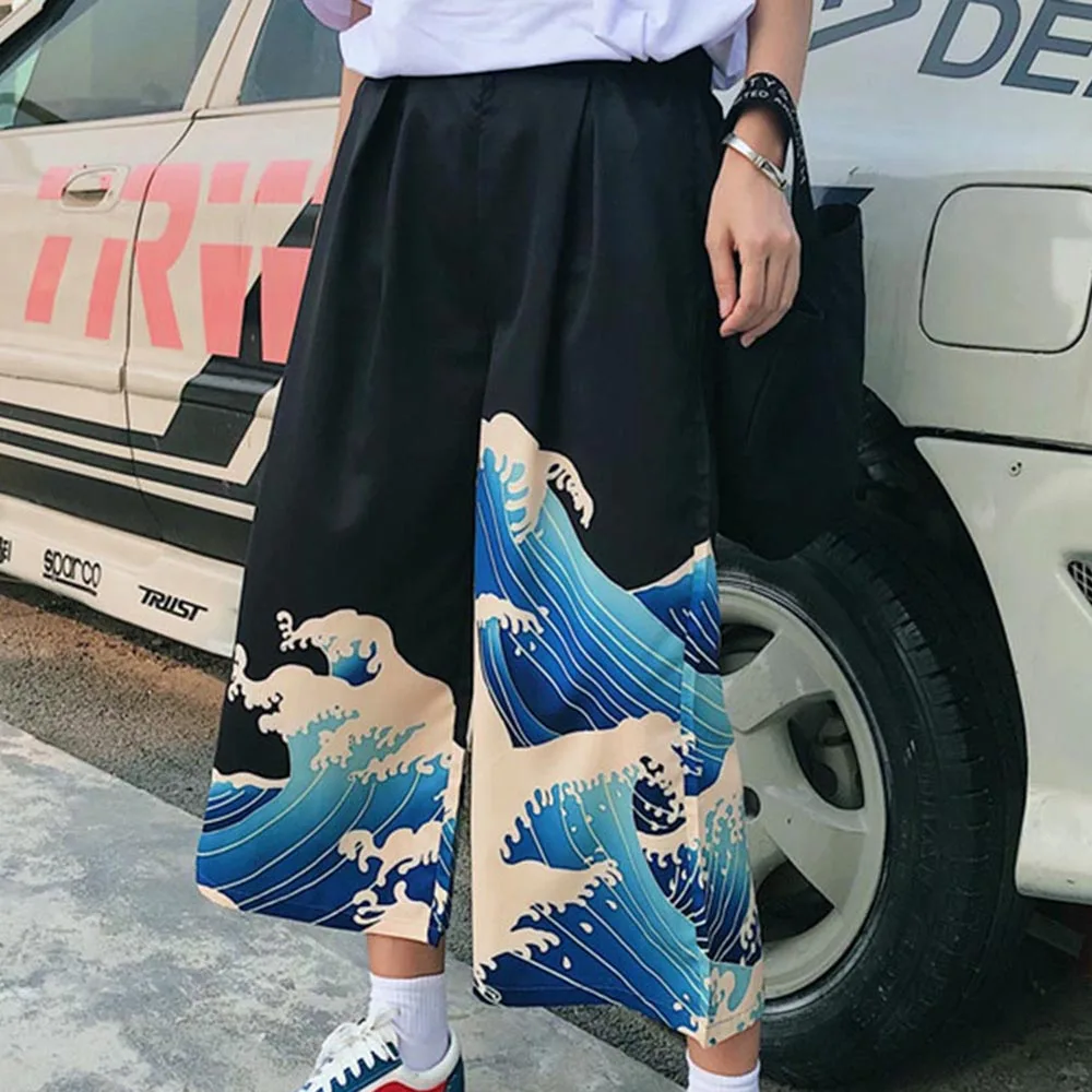 Summer Japanese Harajuku Style Women Pants Loose Thin Wide Legs High