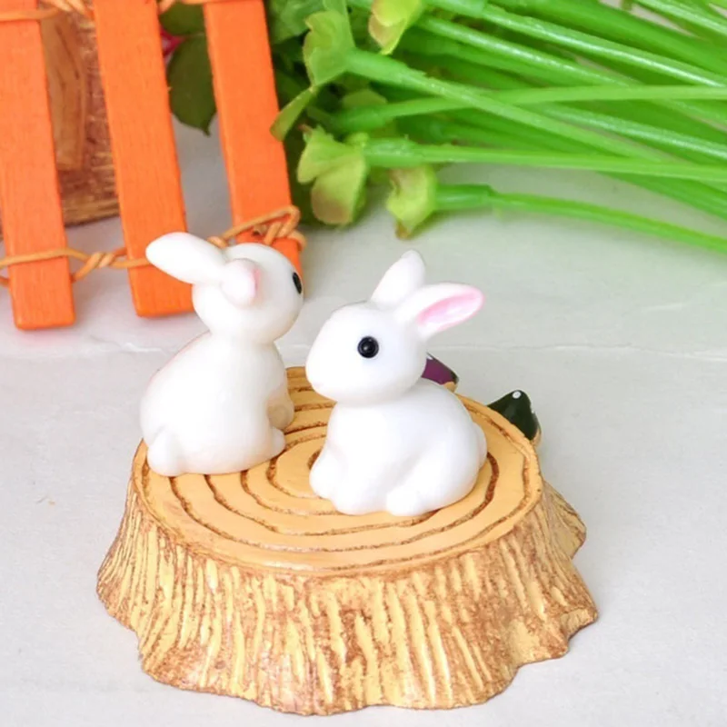 

10Pcs/Set Cute Rabbit Family Animal Model Figurine Home Decor Miniature Fairy Garden Decor Accessories Statue Resin Craft Figure