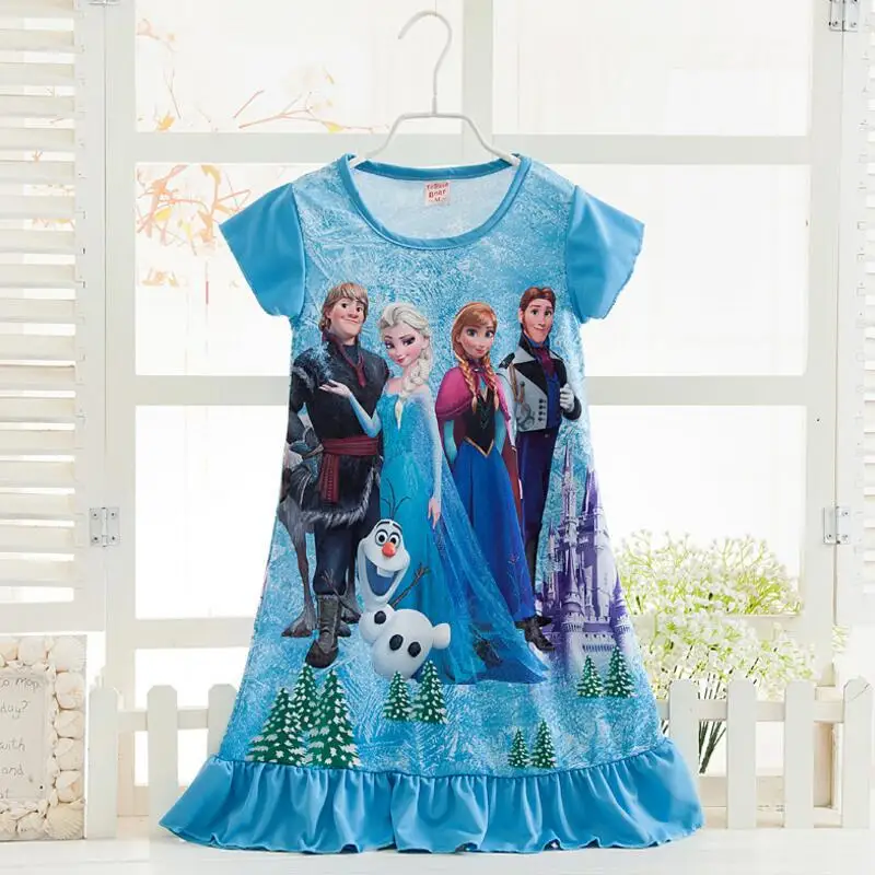 Elsa Anna Sofia princess dress Summer girls dress nightgown kids dresses night gown Pajamas dress Sleepwear