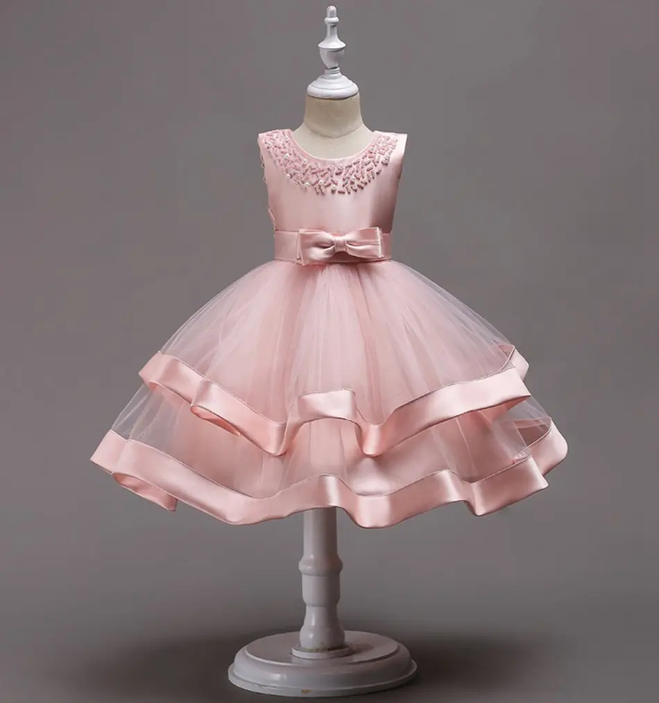 Girls Elegant Beadings Princess Party Dress (10)