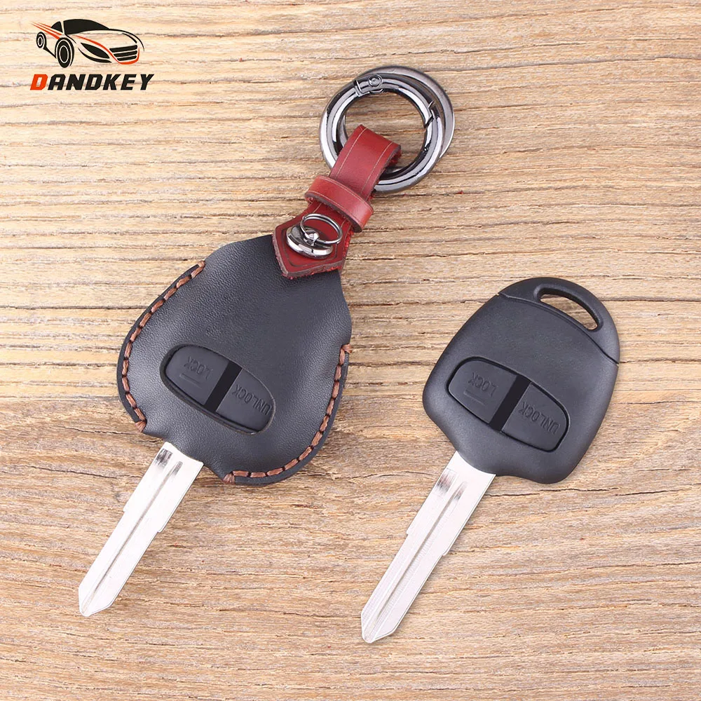 DANDKEY Натуральная кожа Защитный чехол для ключей 2 кнопки Mitsubishi Lancer Outlander Colt Mirage Mit11r