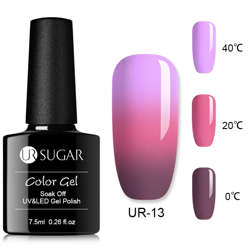 Ur Sugar голографический Гель-лак для ногтей, меняющий цвет, блестящий Радужный термальный блеск, впитывающий УФ-Гель-лак, 7,5 мл, лак для ногтей - Цвет: 13