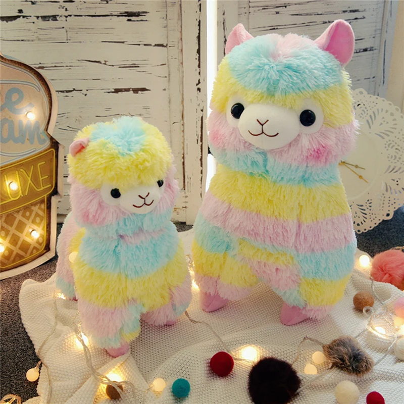 

Plush Toy Rainbow Horse Stuffed Toys Soft Alpaca Animal Dolls Chirstmas Kid Gift Alpaca Pillow Bolster
