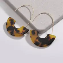 

ZWPON 2018 FAIDRA Gold Resin U Shape Leopard Drop Earrings for Women New Geometric Acetate Plate Earrings Jewelry