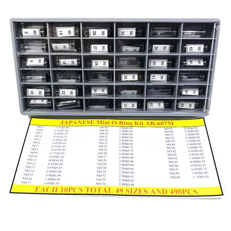 

490Pcs 49 Size Rubber Watch Crown Pusher Gasket O-Ring O Ring Repair Set Assortment for Watchmaker