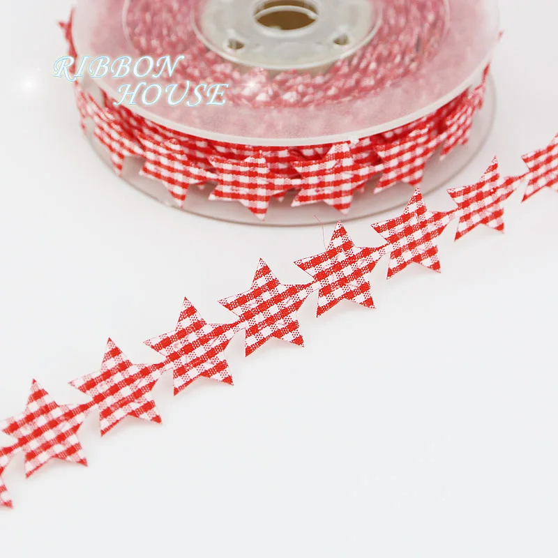 10 метров/rolll) полиэфирная ткань прессованный двойной пятиконечная звезда декоративная лента на Рождество нарядная ультразвуковая рельефная