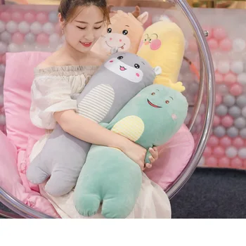 

70cm/100cm Long Cute Dinosaur&Cow&Duck Plush Toy Soft Cartoon Animal Hamster&Cat Stuffed Doll Bed Pillow Girlfriend Kid Gift