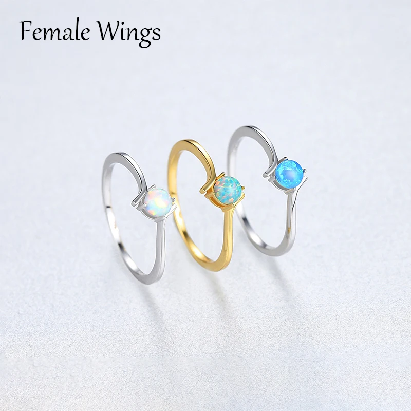 FEMALE WINGS 925 Sterling Silver Rings for Women White Blue Green Gemstone Ring Gift Cubic Zircon Engagement Rings Brincos FR165