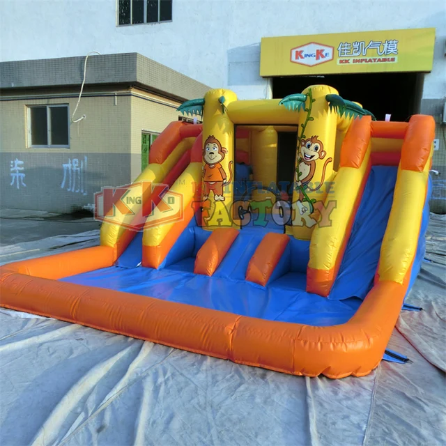 Small KK Inflatable home used palm tree inflatable pool water slide for sale 6