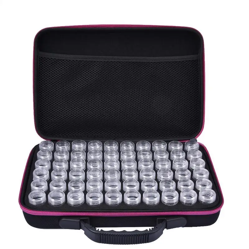 Hot Pink 60 слотов Алмазная вышивка коробка алмазные аксессуары для рисования чехол прозрачные пластиковые бусины дисплей коробки для хранения молния дизайн# 4O - Цвет: Hot Pink