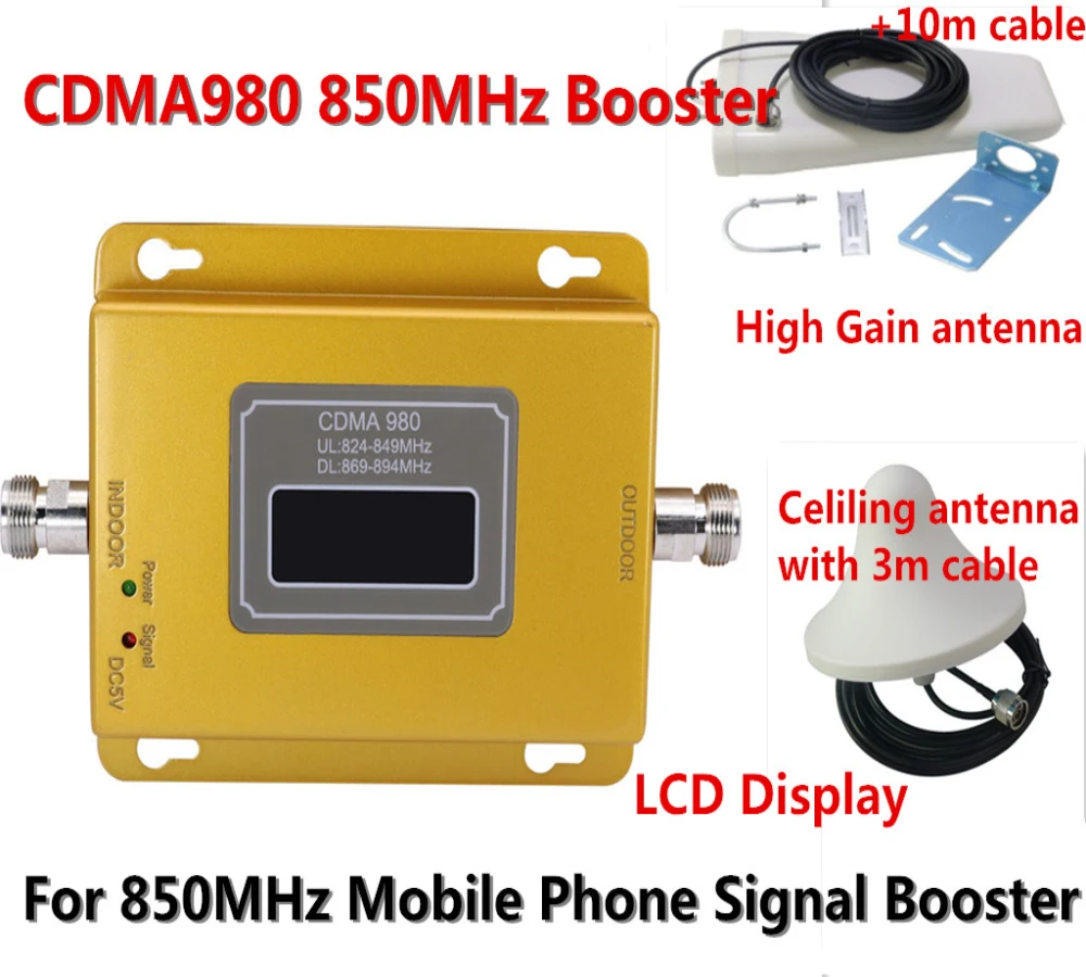 

Full Set 70dBi Gain Mobile 3G Phone Signal Booster GSM CDMA 850 MHz Signal Repeater Cell Phone Signal Amplifier with Antenna