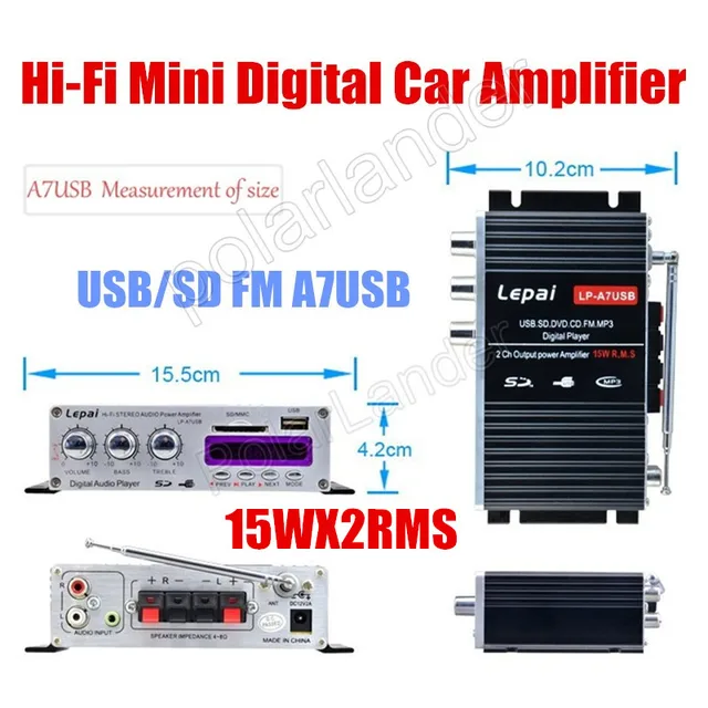 Best Price 2ch output power amplifier 15WX2 RMS new music 12V Hi-Fi stereo amplifier FM Power amplifier car Audio Amplifier