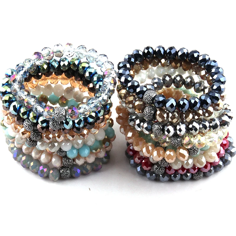 Free Shipping Energy Bracelets Made Fashion Beautiful 10mm Mix Color Glass Bracelet 10pc different color/lot