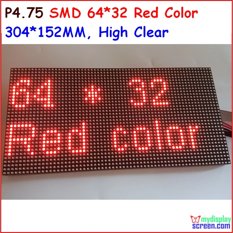 

P4.75 matrix led module,monochrome red color,top1 for text display,304* 152mm,64 * 32 pixel, hub08 port,red new smd panel