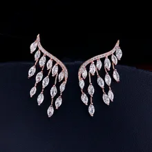 UILZ серьги-гвоздики в японском и корейском стиле, кубический циркон, серьги в виде крыльев Ангела для женщин, модные свадебные ювелирные изделия UE598