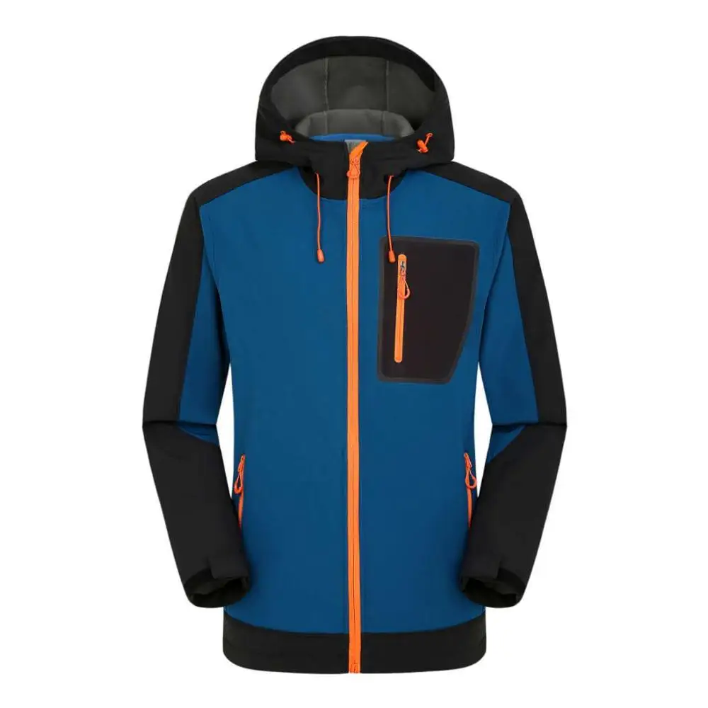 RAY GRACE уличная куртка из мягкой кожи для мужчин непромокаемые Кемпинг пеший Туризм флисовая куртка спортивная верхняя одежда костюмы с hooded ш - Color: Blue
