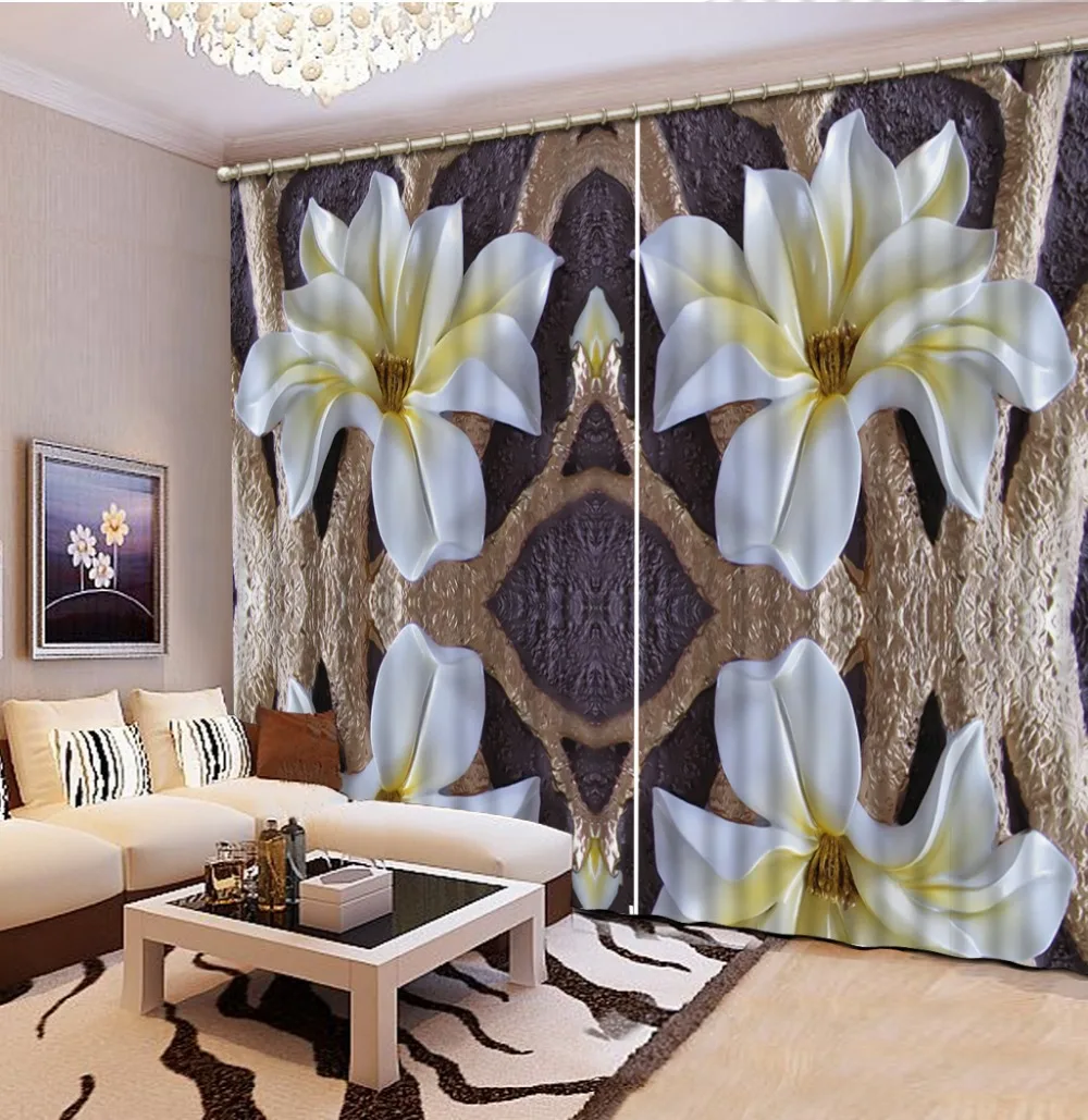 

Relief flower 3D Window Curtains For Bedding room Curtain window room Home Decoration 3d curtains