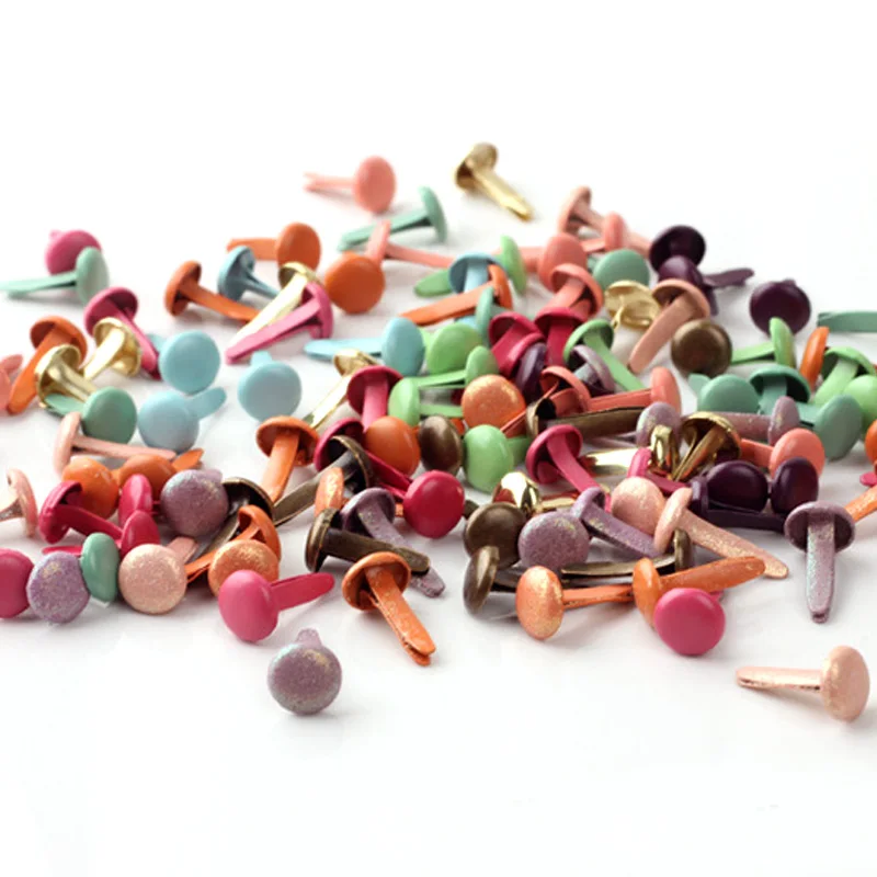 100pcs Mixed Round Iron Brads Paper Craft Embellishments for DIY Craft