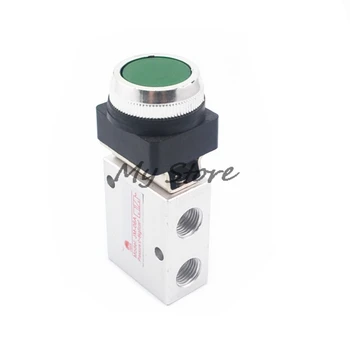 

JM-322PP 13mm Thread 3/2 Way Green Flat Push Button Pneumatic Mechanical Valve