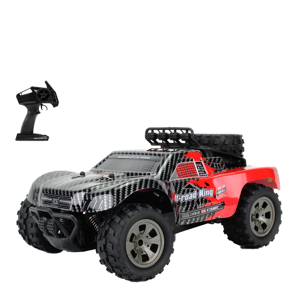 

RC Car 2.4GHz 1:18 2WD Big Wheel 18km/h PVC Car Body Shell RC Off-Road King Cars Toys for Children Kids Gift with lipo Battery