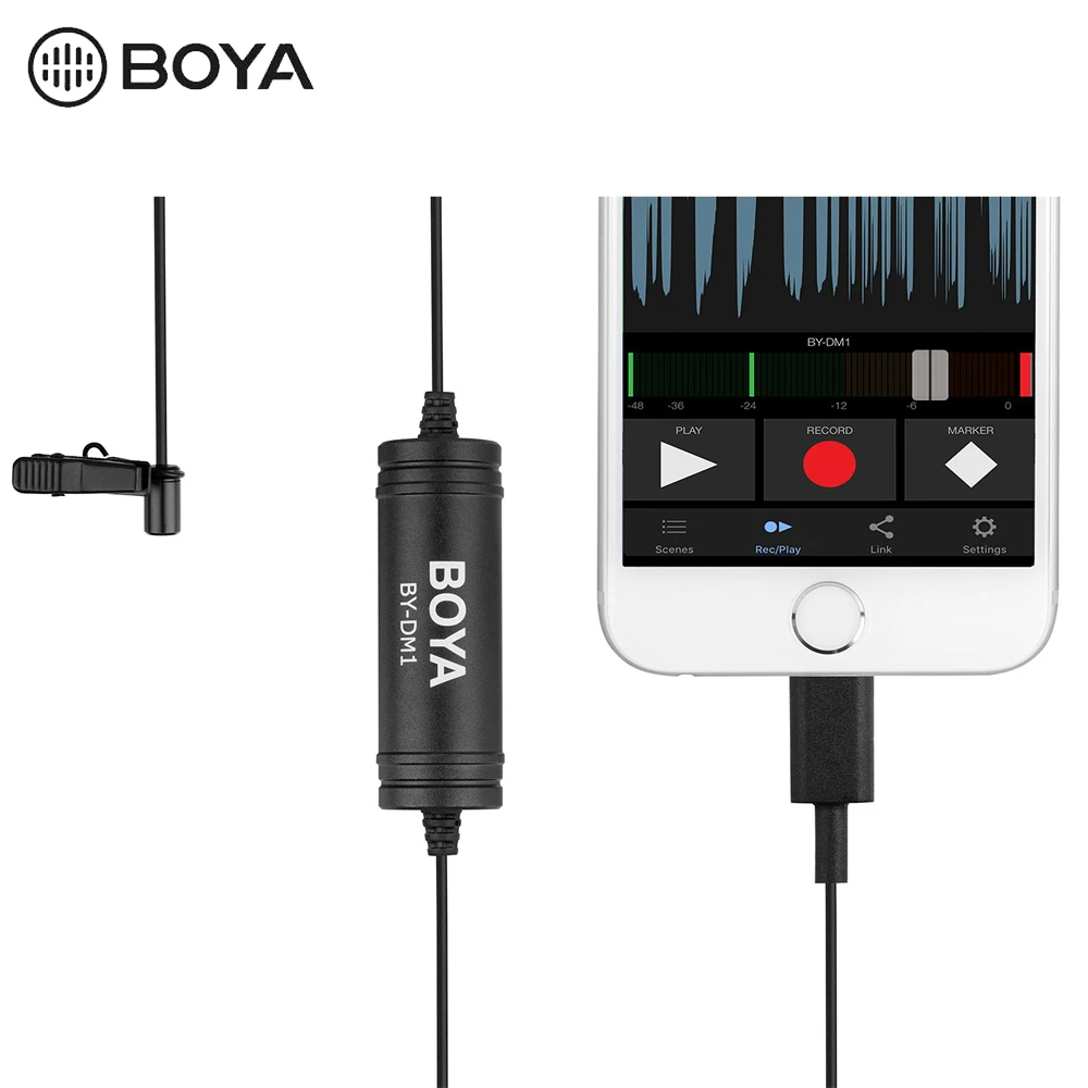 Boya By Dm1 Профессиональный петличный микрофон для Iphone X/8/8 Plus/7/7 Plus Ipad Mini 4/3/2 Pro Air 2 Ipod