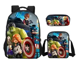 3 шт./компл. Мстители Капитан Америка Халк школьные сумки для детский школьный для детей рюкзак для девочек мальчиков детские рюкзаки Mochila