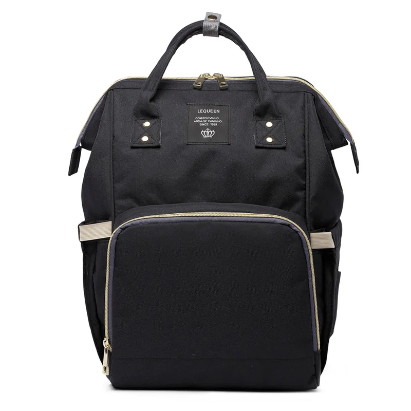 Lequeen сумка для подгузников с защитой от кражи для мам, рюкзак для подгузников для мам, органайзер для детских колясок, сумка для пеленания для ухода за ребенком, luiertas - Цвет: black