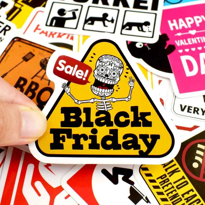 50 PCS Signs Stickers Danger Warning Banning Reminder Decor Sticker to DIY Car Laptop Motorcycle Suitcase Fridge Guitar Notebook (1)