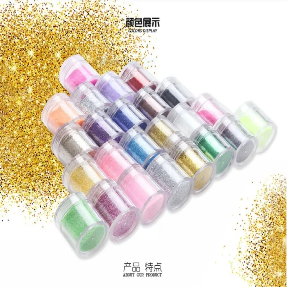 

24 Colors Mixed Pink Purple Acrylic Polish Gel Hexagon Nail Art Glitter Powder