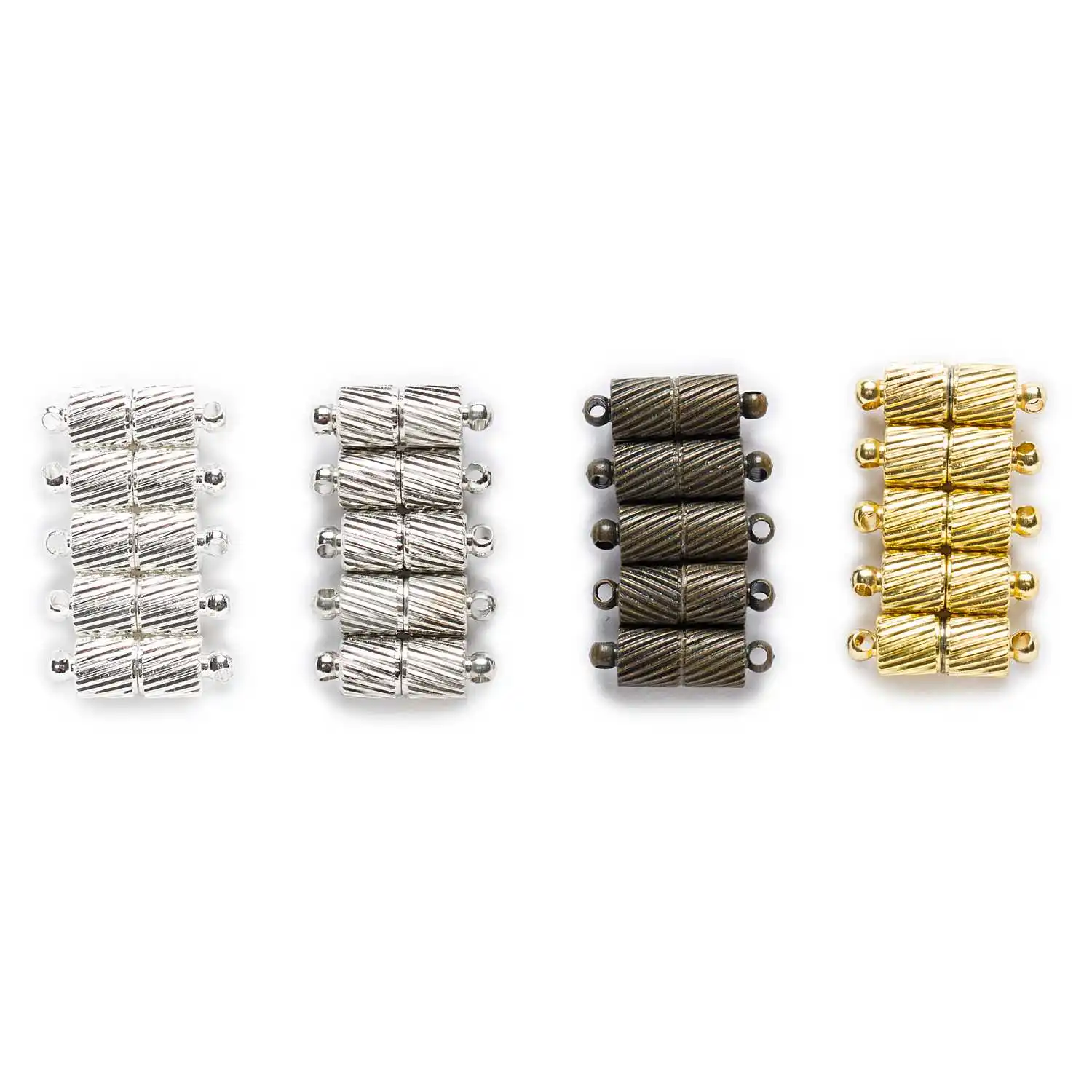 2 Sets Twill Carved Cylinder Clasps Findings Connectors