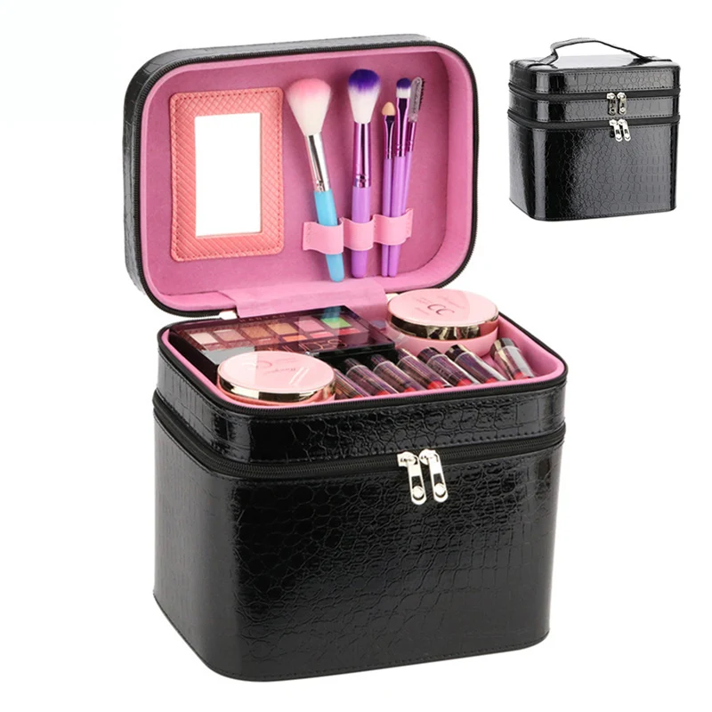 النساء التمساح صندوق مستحضرات مصمم عالية الجودة المحمولة التجميل حقيبة سعة كبيرة بو حقيبة مستحضرات التجميل النساء ماكياج مخصصة
