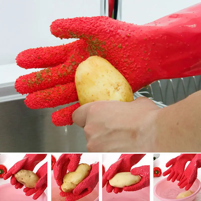 FHEAL High Quality Home Use Potato Gloves Kitchen Magic Anti-skidding Vegetable Peeling Gloves Cleaning Brush Kitchen Tool (6)