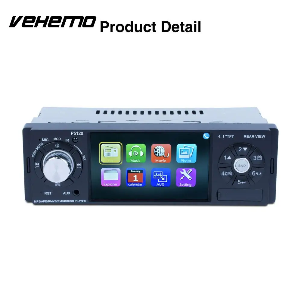 

Vehemo Steering Wheel Controls Bluetooth Video Player Car MP5 Support SD Card Multimedia Player Automotive FM Radio 4.1" MP3