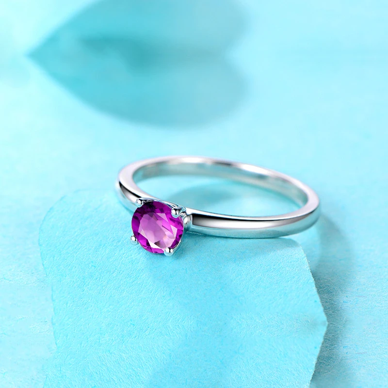 AINUOSHI кольцо с натуральным аметистом 0.8ct круглой огранки драгоценный камень для помолвки вечерние ювелирные изделия для женщин желтое золото цвет кольцо из стерлингового серебра