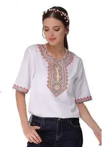 Синьцзян мусульманский Ресторан этнический стиль короткий рукав Футболка Спецодежда унисекс летняя рубашка с вышивкой Пара рубашка из чистого хлопка - Цвет: Style B
