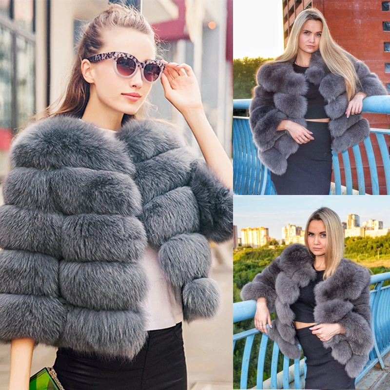 

Whole Skin Fox Fur Fashion In Real Natural Fox Fur Coat Trendy Warm Genuine Leather Coat High Quality Short Fox Fur Overcoats